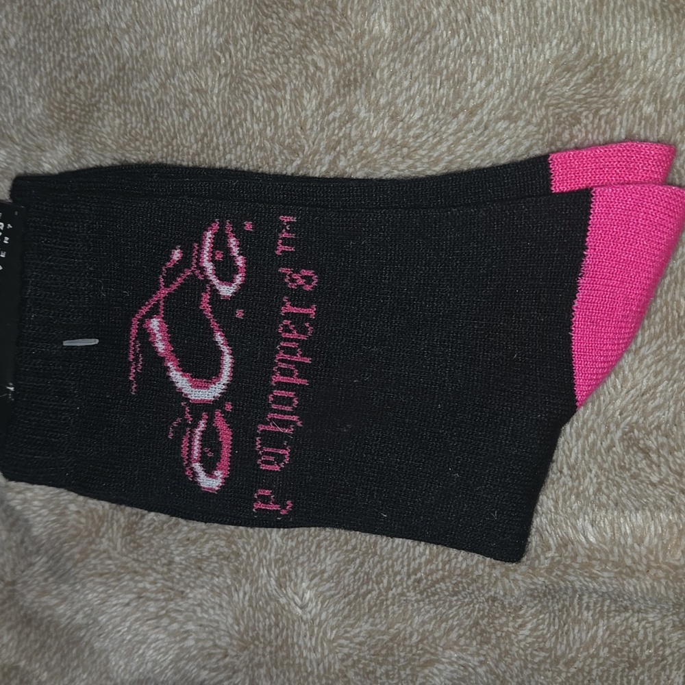 Vintage Orange County Choppers OCC Womens Black and Pink Socks Size 9-11